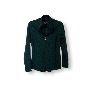 BEYOND YOGA Heathered Green Zip Up Spacedye Jacket